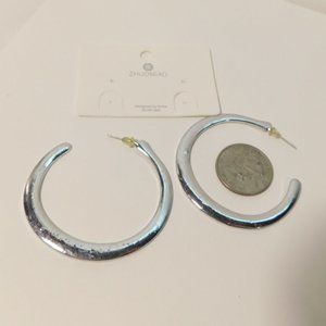 Giramoda Ladies Hoop Earrings Silver Tones Push Back Fasteners